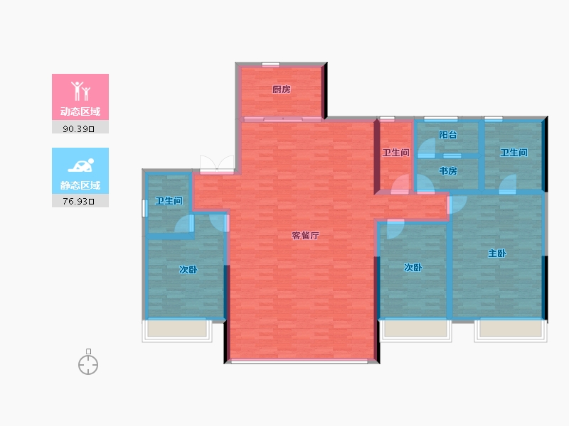 陕西省-西安市-碧桂园云府-151.69-户型库-动静分区