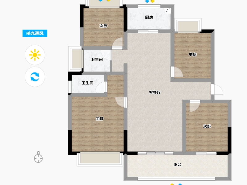 河南省-周口市-方远·中原首府-108.81-户型库-采光通风