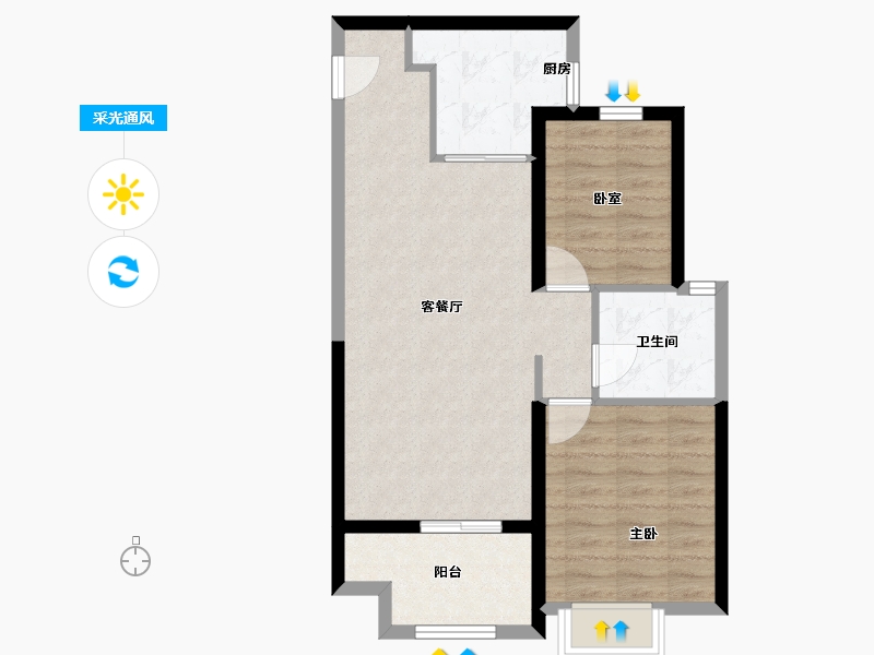 陕西省-咸阳市-金科集美嘉悦-65.39-户型库-采光通风