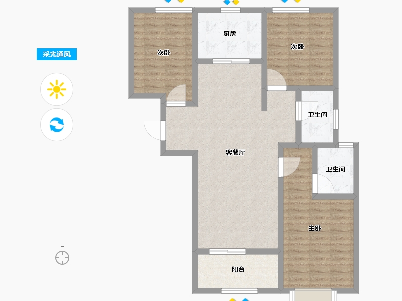 陕西省-西安市-盛唐融城-96.81-户型库-采光通风