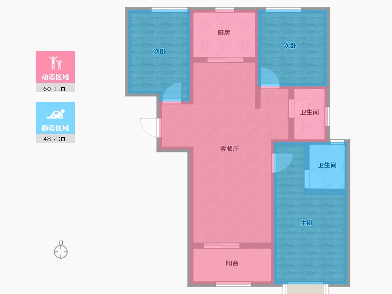 陕西省-西安市-盛唐融城-96.81-户型库-动静分区