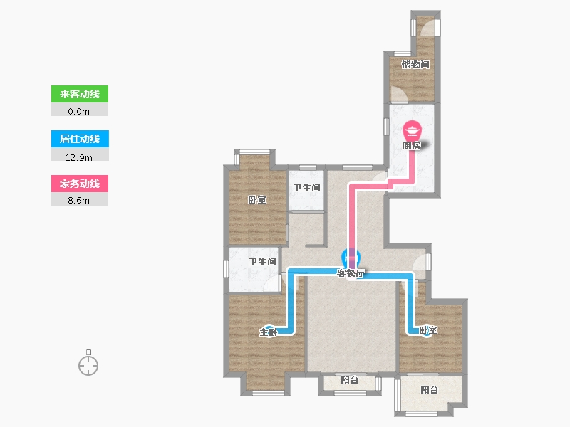 河南省-郑州市-新蒲花园-2号院-130.00-户型库-动静线