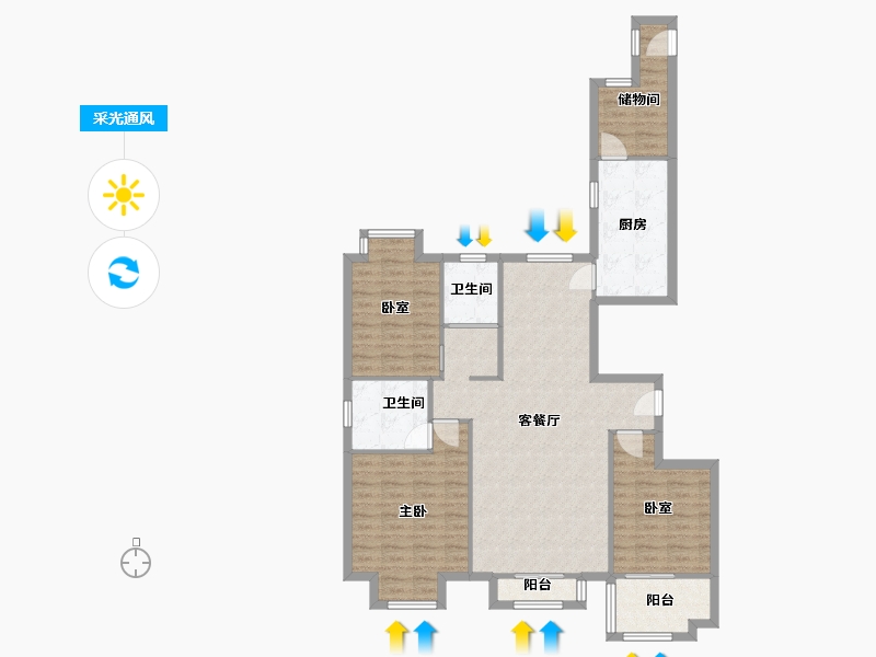 河南省-郑州市-新蒲花园-2号院-130.00-户型库-采光通风