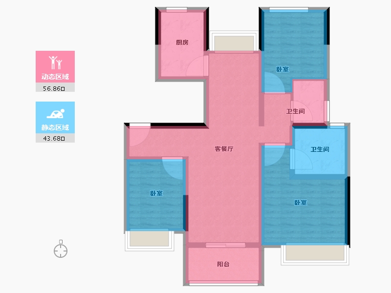 福建省-福州市-琅岐山语城-88.80-户型库-动静分区