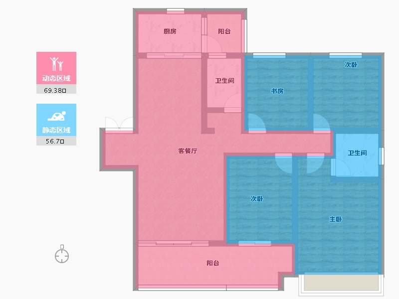 云南省-红河哈尼族彝族自治州-缙颐玖悦台​-111.74-户型库-动静分区