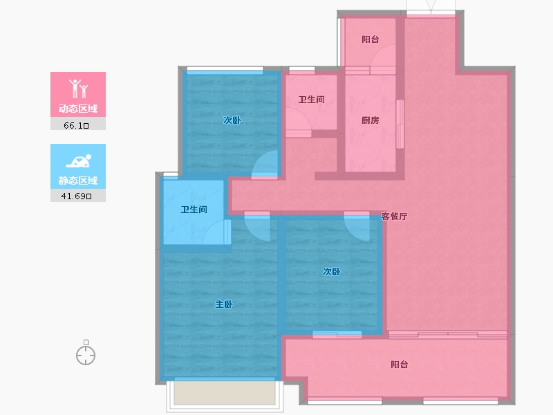 云南省-红河哈尼族彝族自治州-缙颐玖悦台​-95.26-户型库-动静分区