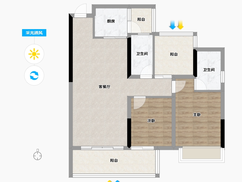 广西壮族自治区-贵港市-西江学府.蔷薇花园-80.82-户型库-采光通风