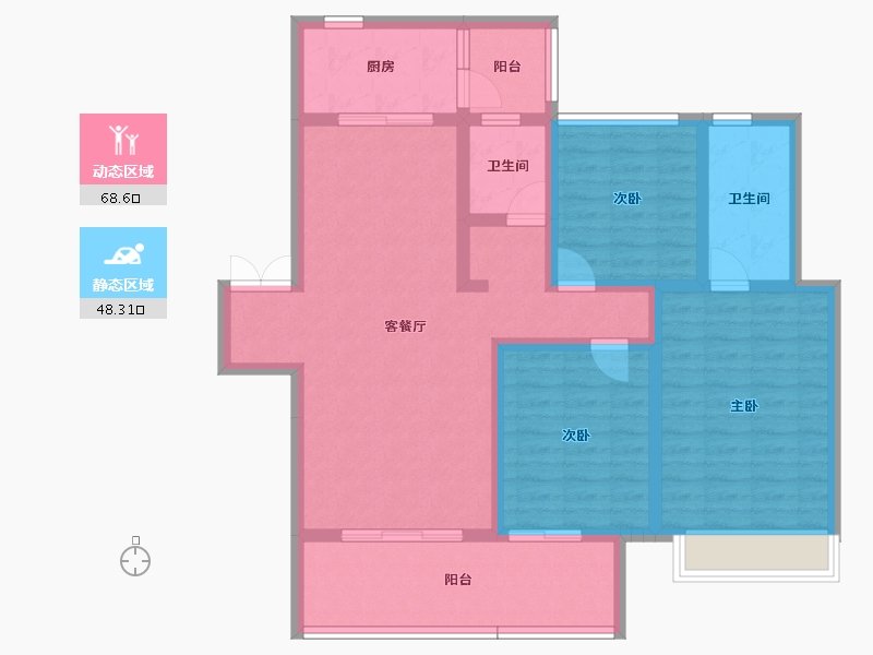 云南省-红河哈尼族彝族自治州-缙颐玖悦台​-103.71-户型库-动静分区