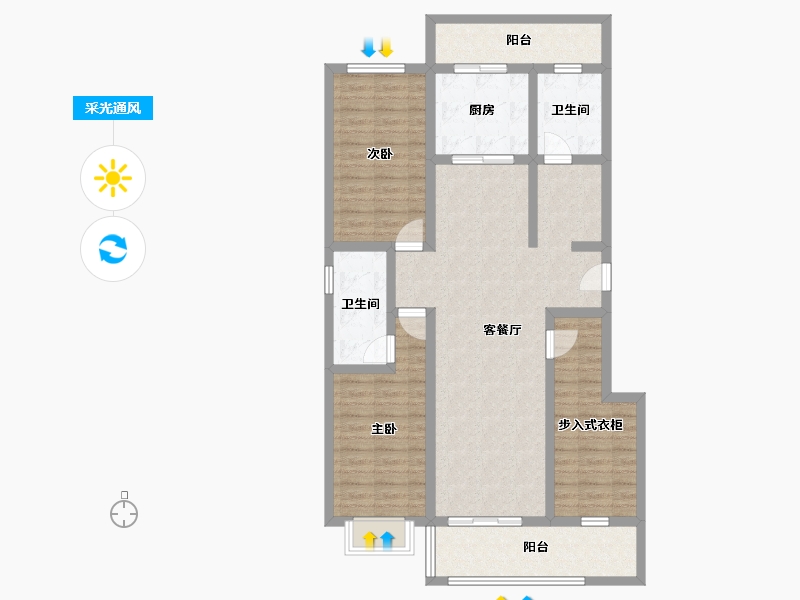 河南省-信阳市-中汇澜湾-107.44-户型库-采光通风