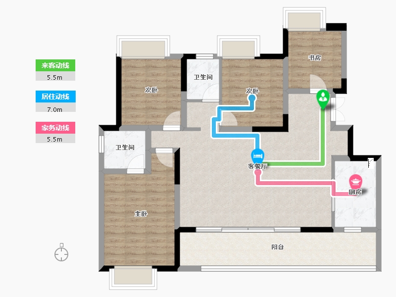 重庆-重庆市-新天泽樾楚台-105.69-户型库-动静线