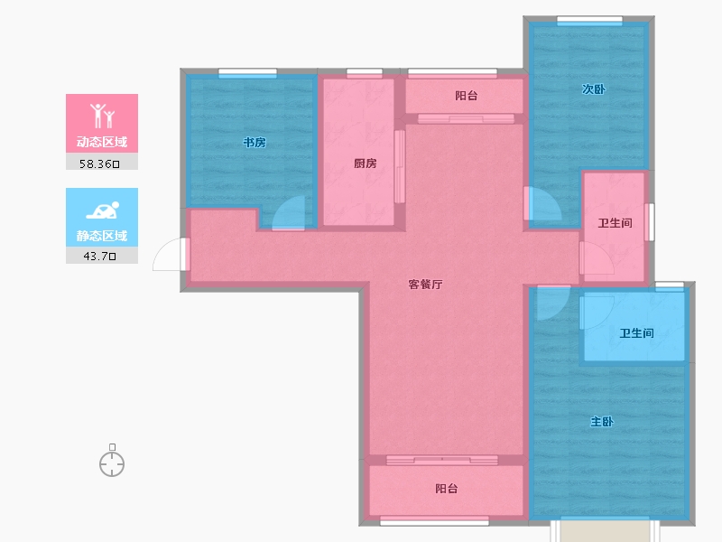 陕西省-西安市-金泰贞观悦府-91.08-户型库-动静分区