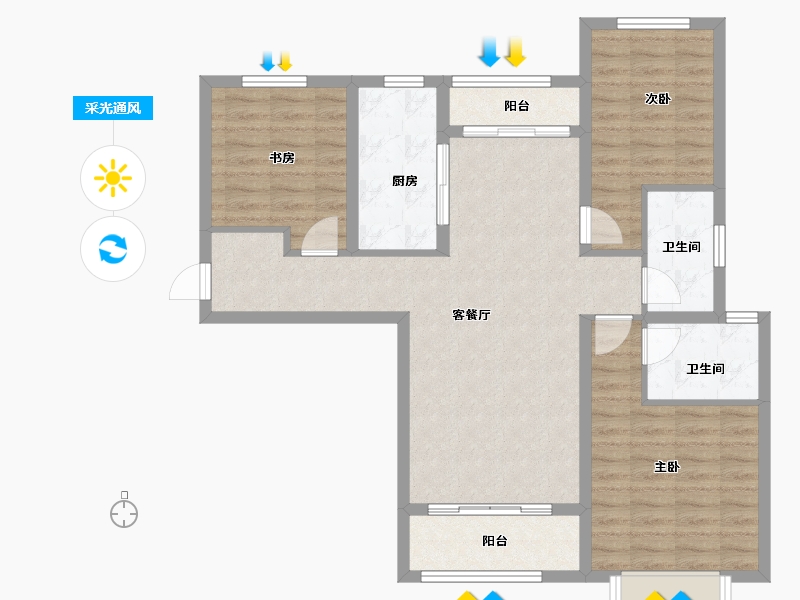 陕西省-西安市-金泰贞观悦府-91.08-户型库-采光通风