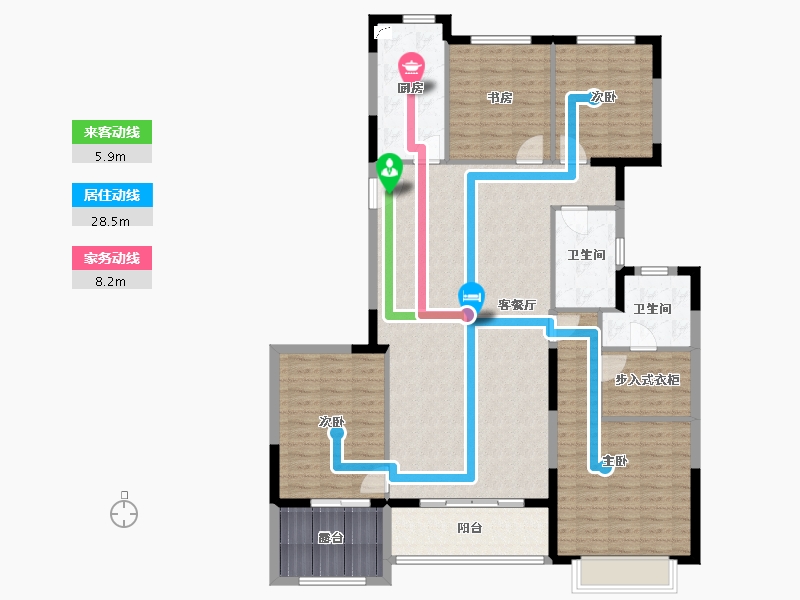 江苏省-徐州市-潘安湖昕棠观澜府-145.00-户型库-动静线