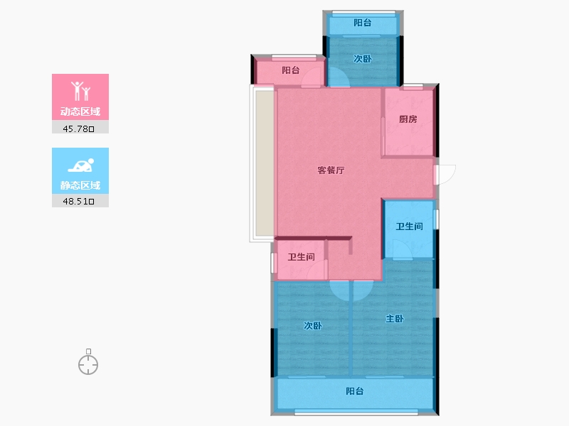 浙江省-杭州市-古墩彩虹轩-85.63-户型库-动静分区