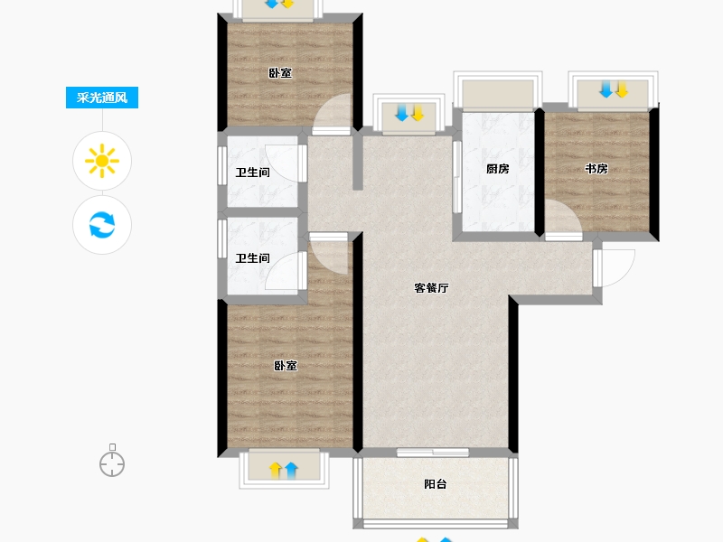 福建省-福州市-琅岐山语城-88.00-户型库-采光通风