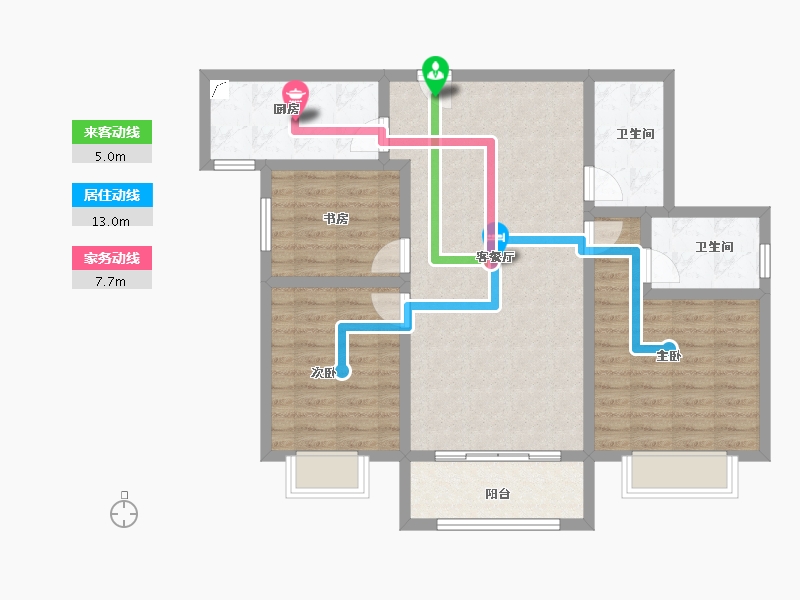 陕西省-西安市-金泰贞观悦府-91.25-户型库-动静线