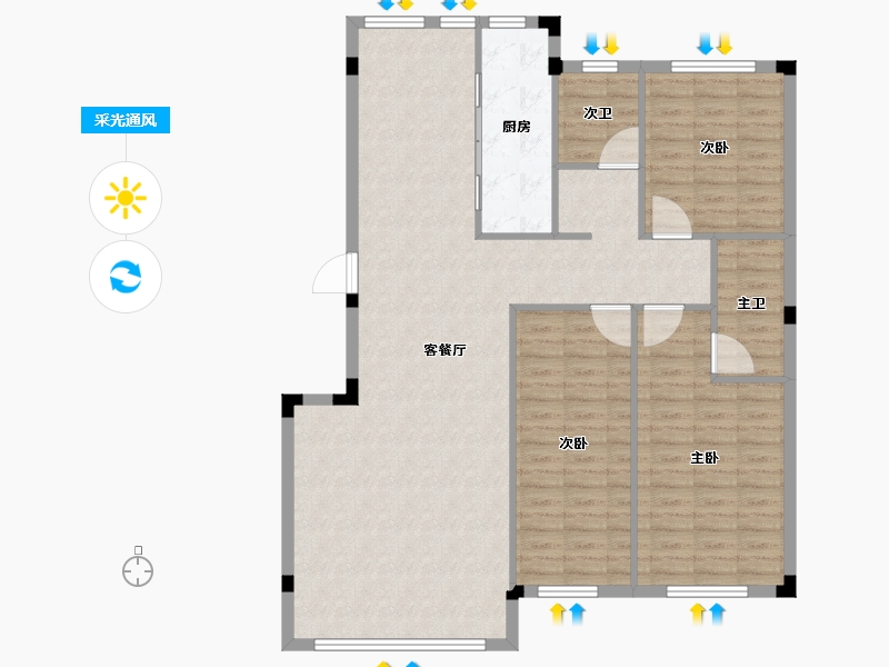 辽宁省-丹东市-蓝山溪谷-118.56-户型库-采光通风