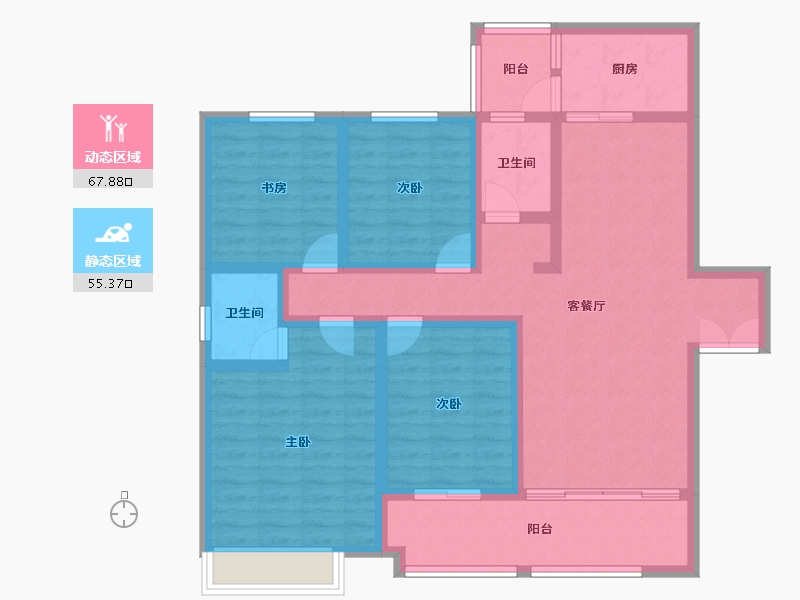 云南省-红河哈尼族彝族自治州-缙颐玖悦台​-108.91-户型库-动静分区