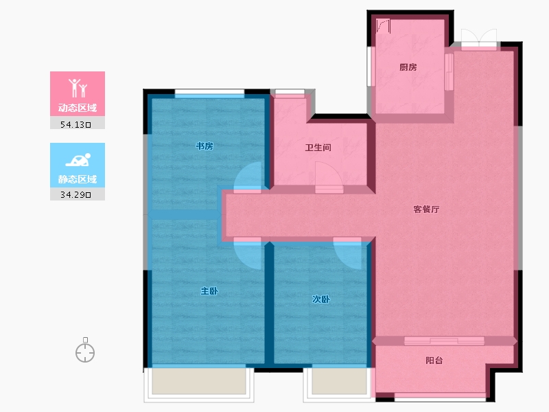 陕西省-西安市-白桦林溪-77.57-户型库-动静分区