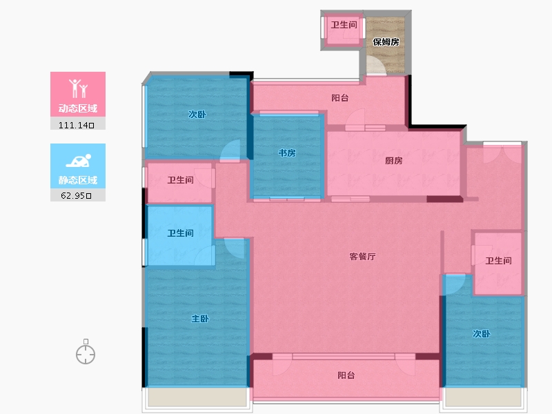 广东省-广州市-侨鑫保利汇景台-160.12-户型库-动静分区