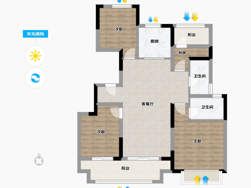 江苏省-苏州市-中梁海伦堡滨湖云璟-92.24-户型库-采光通风