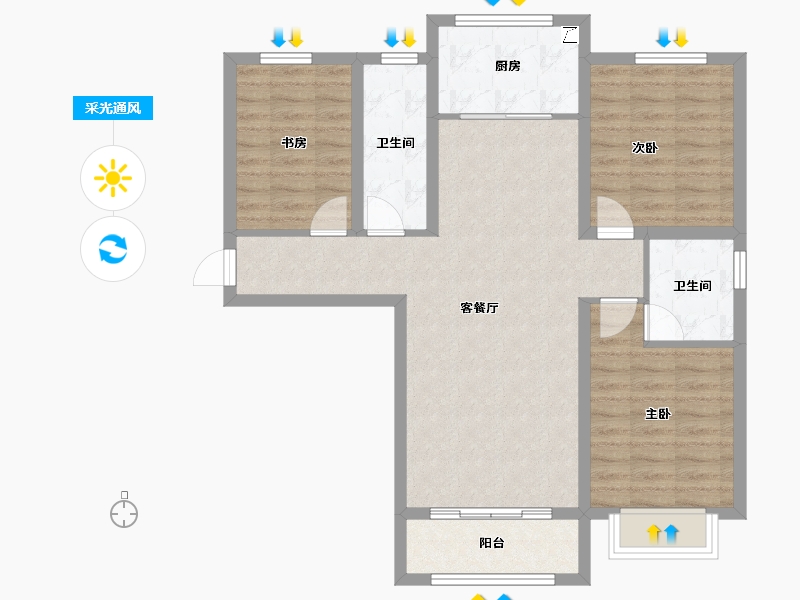 河北省-保定市-香溪名旭·悦居-87.40-户型库-采光通风