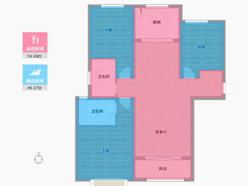 陕西省-西安市-金泰贞观悦府-92.10-户型库-动静分区