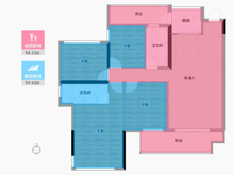 广西壮族自治区-贵港市-水岸铭都-95.76-户型库-动静分区