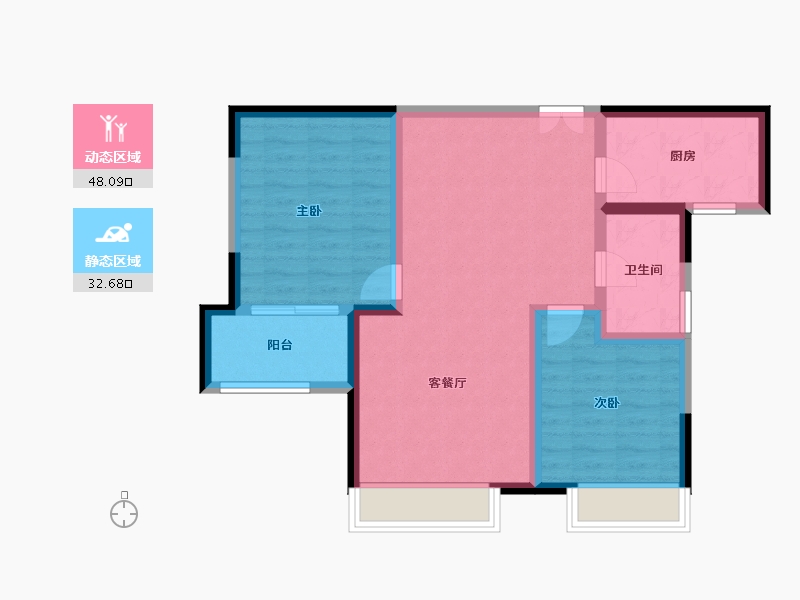 陕西省-西安市-白桦林溪-72.00-户型库-动静分区