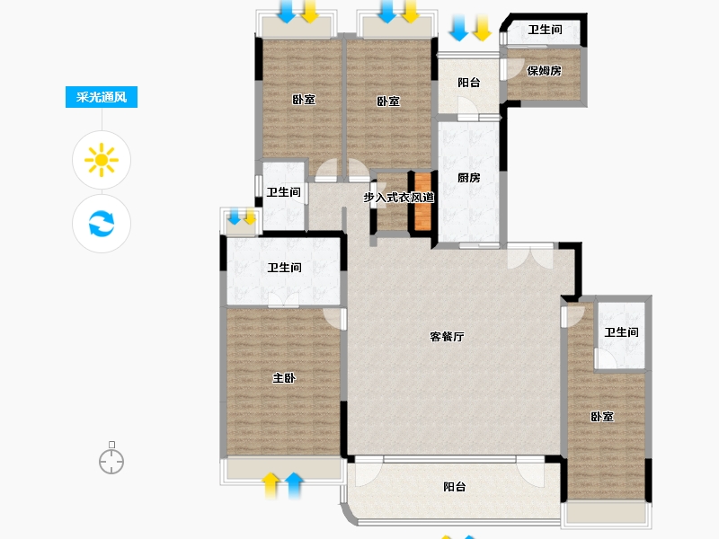 广东省-广州市-侨鑫保利汇景台-194.48-户型库-采光通风