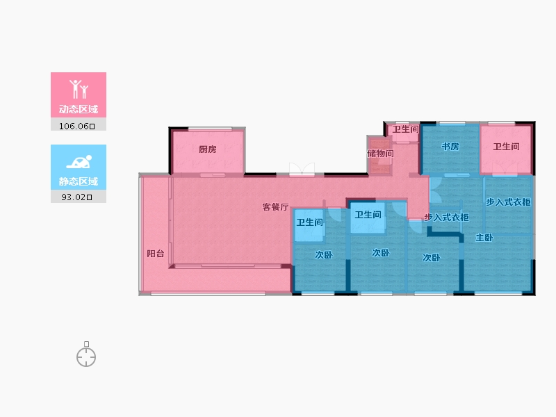 山东省-泰安市-泰山壹号院-180.50-户型库-动静分区