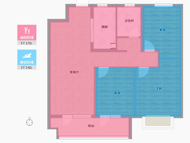 山东省-潍坊市-桃源金茂悦-84.00-户型库-动静分区