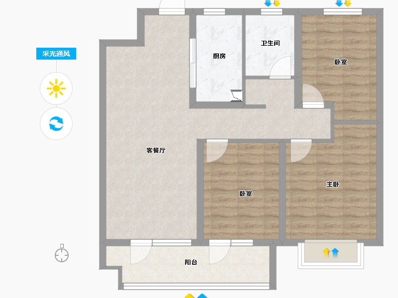 山东省-潍坊市-桃源金茂悦-84.00-户型库-采光通风