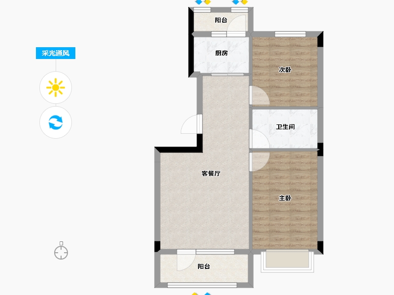 辽宁省-丹东市-蓝山溪谷-69.32-户型库-采光通风