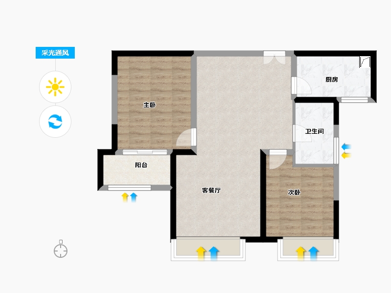 陕西省-西安市-白桦林溪-73.51-户型库-采光通风