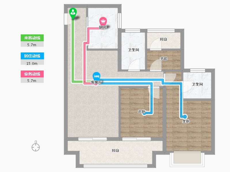 江苏省-苏州市-中梁海伦堡滨湖云璟-78.77-户型库-动静线