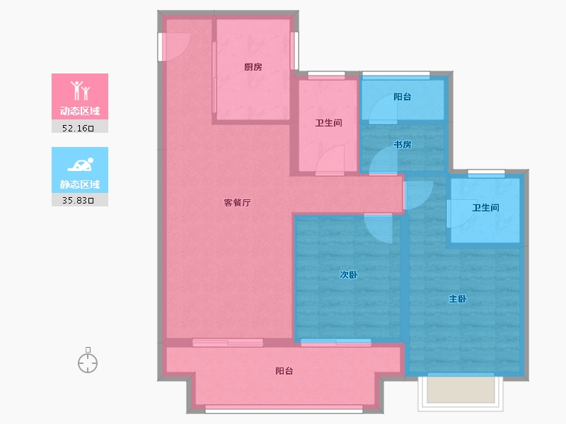 江苏省-苏州市-中梁海伦堡滨湖云璟-78.77-户型库-动静分区