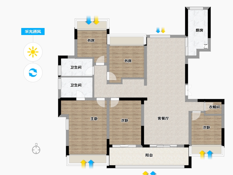 陕西省-西安市-白桦林溪-142.52-户型库-采光通风