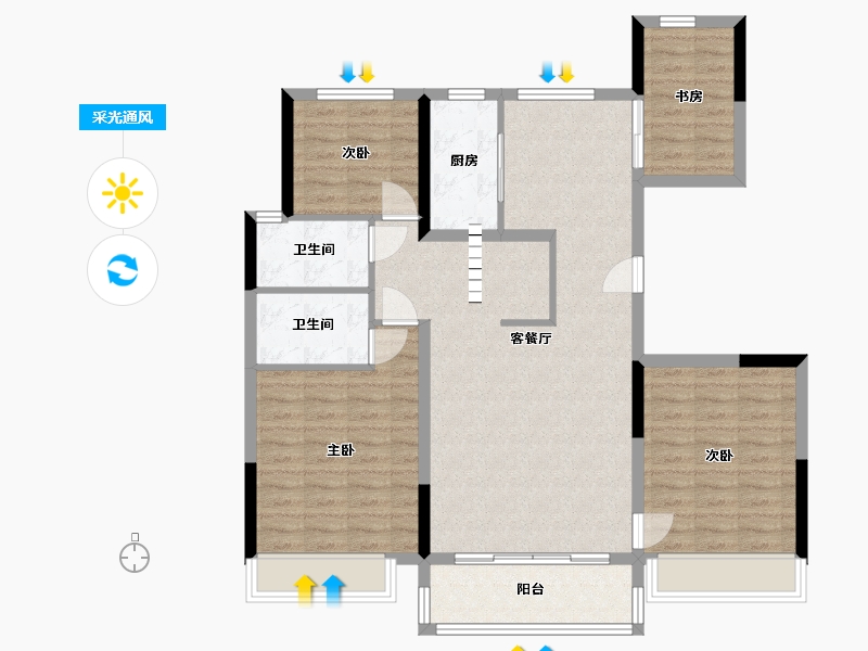 河南省-郑州市-碧桂园双湖城-146.70-户型库-采光通风