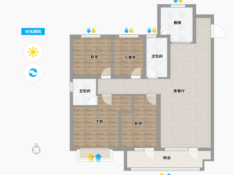 山东省-潍坊市-桃源金茂悦-109.60-户型库-采光通风