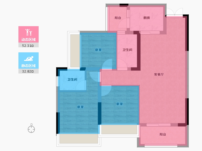 云南省-昭通市-中悦康养小镇公园尊府-75.45-户型库-动静分区