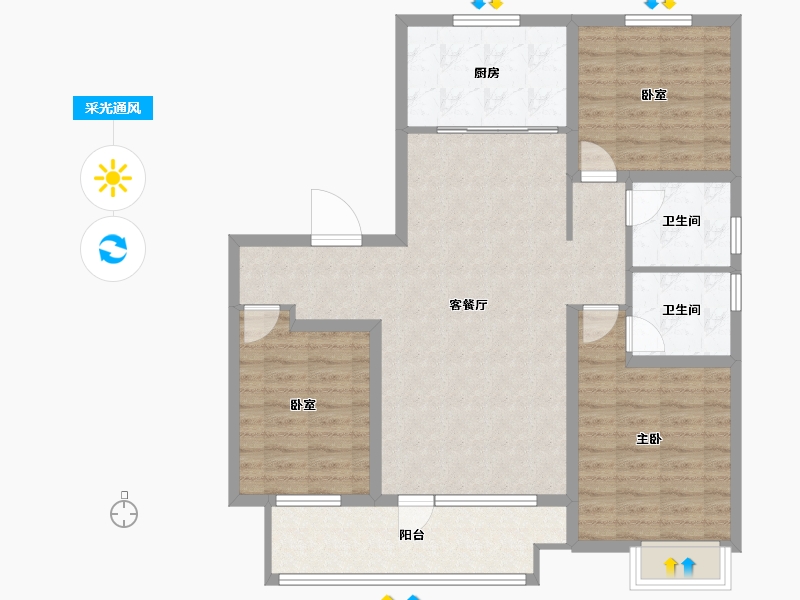 山东省-潍坊市-桃源金茂悦-103.20-户型库-采光通风