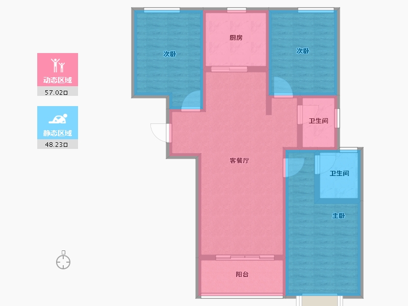 陕西省-西安市-盛唐融城-93.60-户型库-动静分区