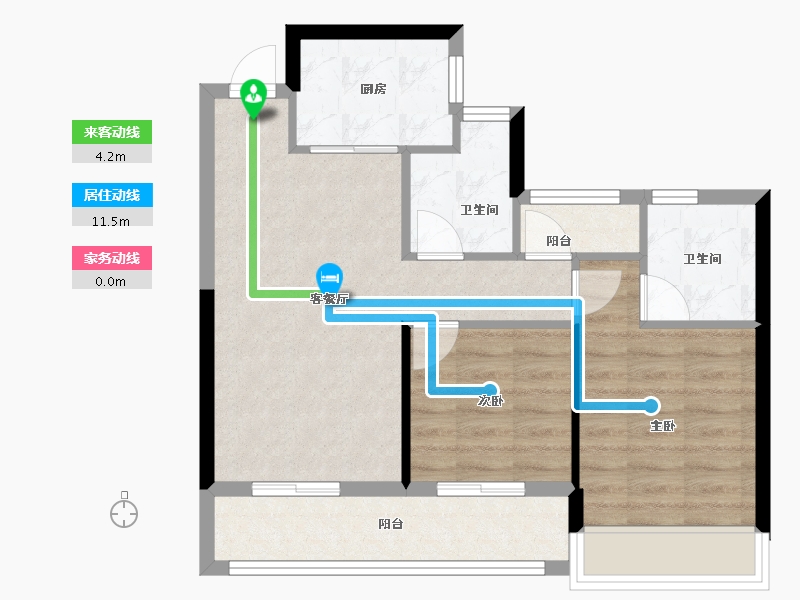 浙江省-杭州市-古墩彩虹轩-62.92-户型库-动静线