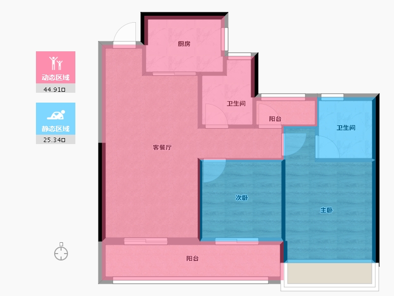 浙江省-杭州市-古墩彩虹轩-62.92-户型库-动静分区