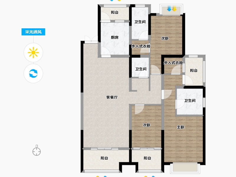 江苏省-苏州市-中大未来城-140.00-户型库-采光通风