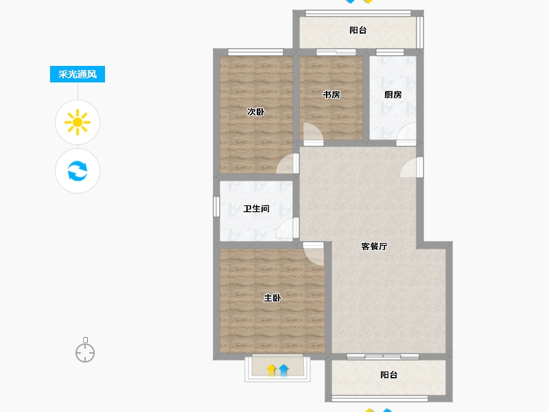 河南省-信阳市-中汇澜湾-96.68-户型库-采光通风