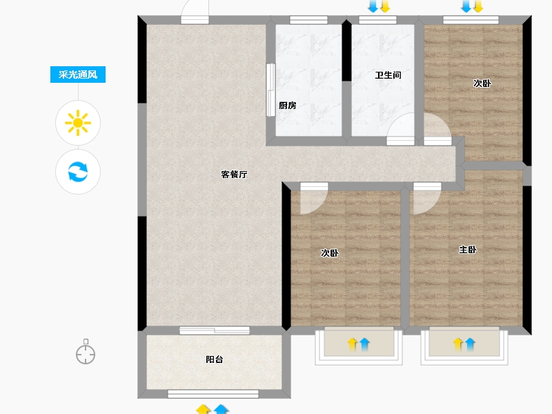 山东省-济南市-金科城-90.12-户型库-采光通风