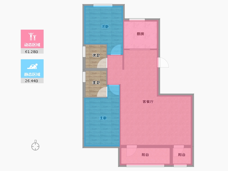 辽宁省-丹东市-鹿羚·是川-87.70-户型库-动静分区