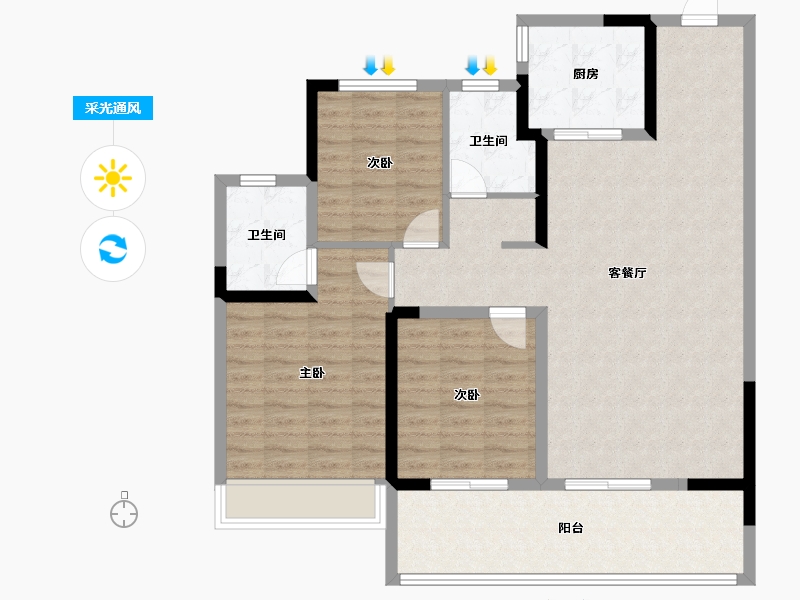 河南省-信阳市-半山学府-108.77-户型库-采光通风